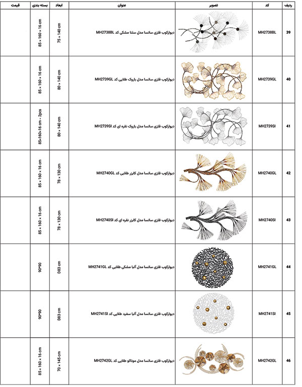 تابلو فلزی طلایی