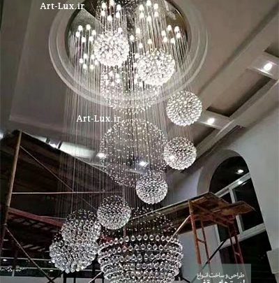 خرید لوستر توپی شیشه ای