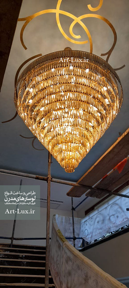 لوستر کریستالی بزرگ برای لابی