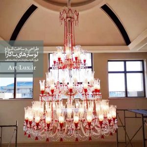 لوستر باکارا چند طبقه قرمز