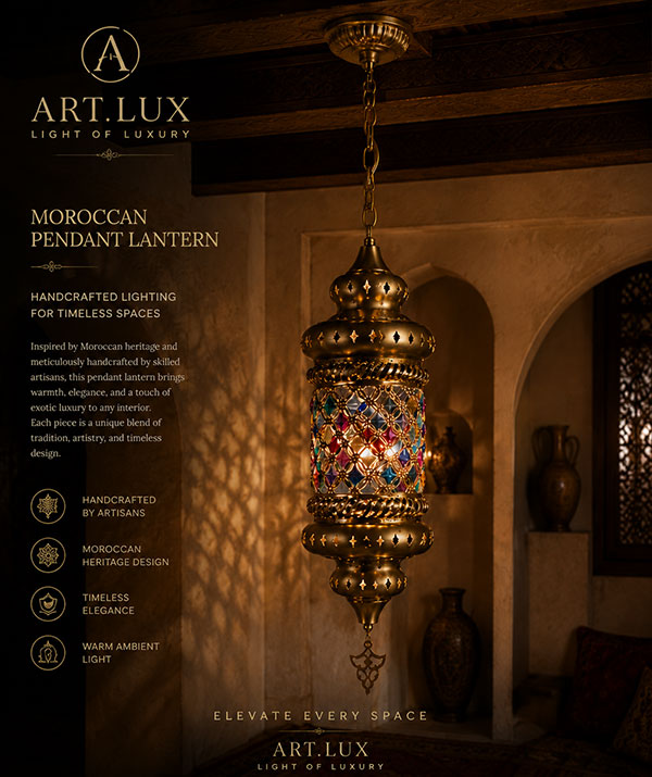 آباژور مراکشی رنگی برای کافه و رستوران
