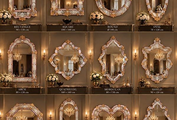 Custom luxury Murano style mirror for architects and interior designers
