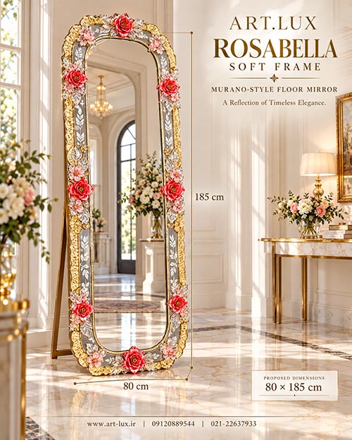 Rosabella Grand luxury Murano floor mirror by ART.LUX  
