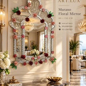 Luxury Rosella Murano wall mirror above a neoclassical console