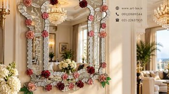 Luxury Rosella Murano wall mirror above a neoclassical console